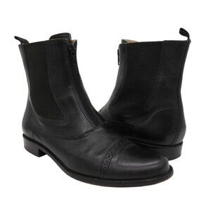 L.L. BEAN Women's Black Leather Ankle Chelsea Boots 6.5 Zip Up Flats